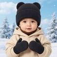 thumbnail image 6 of 0-6 Months Kids Winter Beanie Hat and Mitten Set, Cute Earflap Knit Cap for Boys Girls, 6 of 8