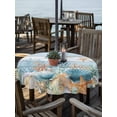 thumbnail image 2 of Outdoor Tablecloths with Umbrella Hole & Zipper, Blue Coastal Round Tablecloth 54 Inch, Summer Beach Starfish Shell Coral Nautical Waterproof Table Cloth, Patio/Pool/Picnic Table Covers, 2 of 8
