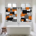 thumbnail image 4 of Burnt Orange Black Geometric Kitchen Curtains 45 Inch Length, Modern Abstract Block Tiers Curtains for Bathroom Bedroom Cafe, Light Filtering Small Window Treatment Short Drapes 2 Panels 42"Wx45"L, 4 of 8