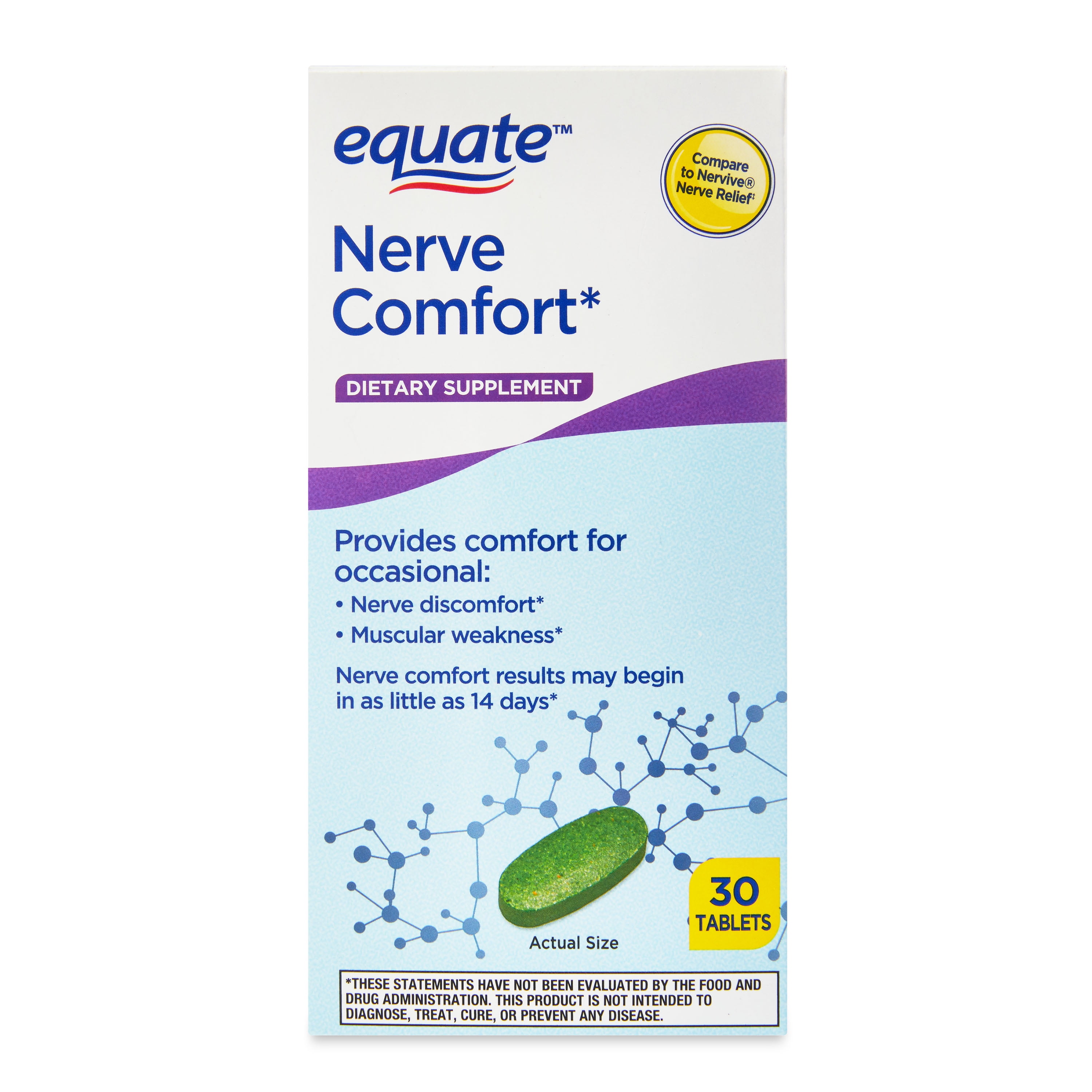 Equate Nerve Comfort Tablets Dietary Supplement, 30 Count