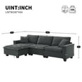 thumbnail image 2 of HISKC 100" Modern Convertible Sectional Sofa,L-shaped Reversible Couch Set with Free Pillows,4 Seat Suede Velvet Sleeper Sofa with Ottoman for Living Room,Apartment,Office,Grey, 2 of 10