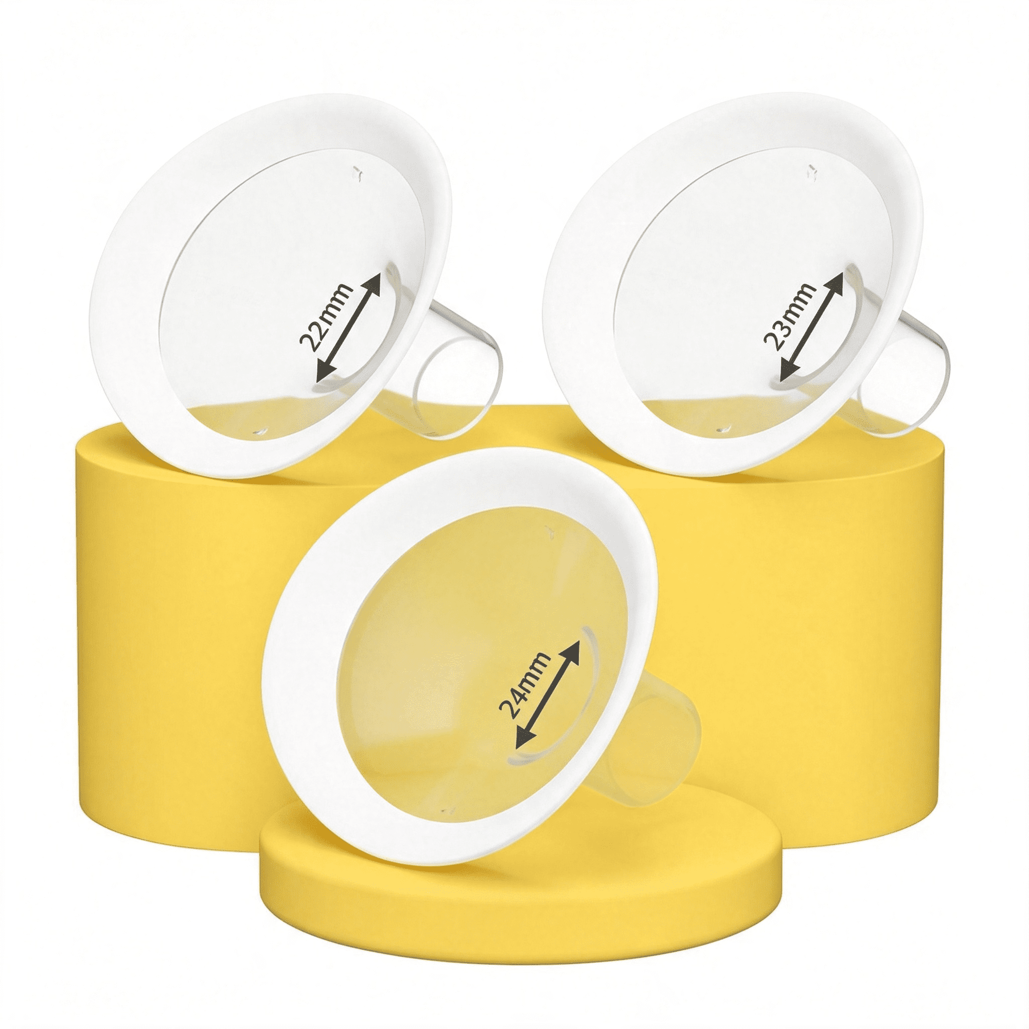 XIRQI 3Pcs 22/23//24Mm Oval Flanges Breast Pump Parts Compatible with Medela Breast Pumps Personalfit,Maxflow,Freestyle Flex Swing Maxi Connector,Soft Rim,105° Wide Angle