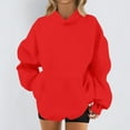 thumbnail image 2 of Mohiass Womens Oversized Hoodies Long Sleeve Plain Basic Fleece Sweatshirts 2025 Fall Winter Pullover Tops with Pocket Red 2XL, 2 of 5