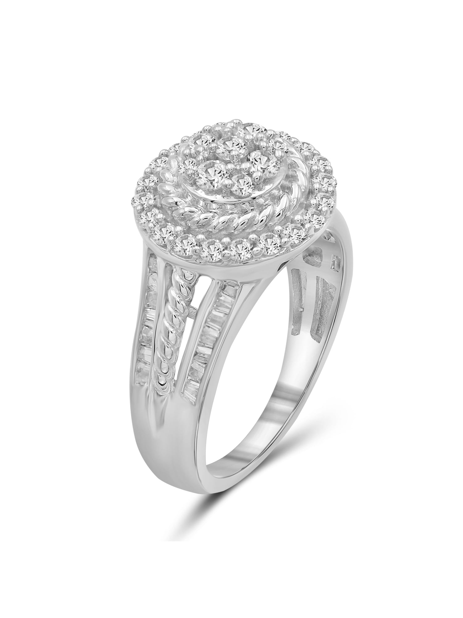 JewelersClub Sterling Silver 1 Carat White diamond Cluster Ring for Women | Diamonds for Everyday Womens Wear