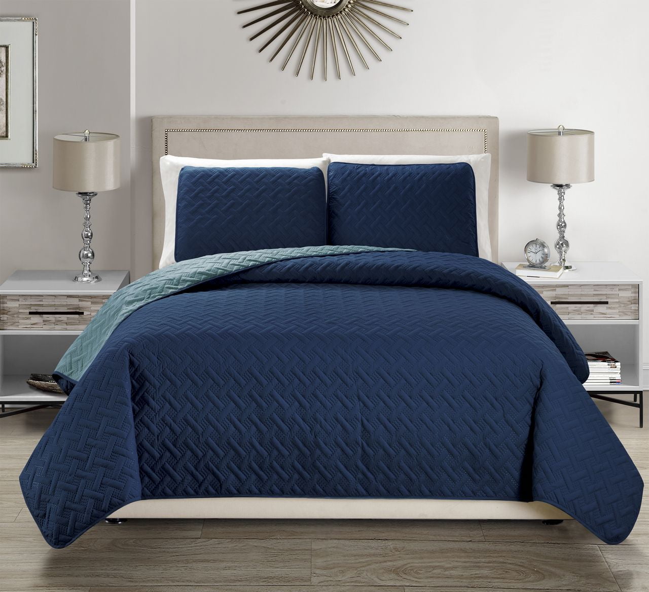 Victoria Embossed Ultra Soft Reversible Bedspread Set - Walmart.com