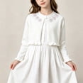 thumbnail image 2 of Toddler & Big Girls 3D Flower Knit Cardigan Crewneck Long Sleeve Casual Comfortable Sweater Coat for Kids 1-13Y White, 2 of 9