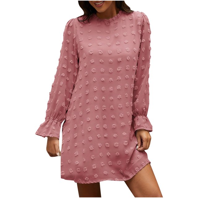 Vestido de Bola de Pelo de Manga Larga Para Primavera Y Otoño de Princesa de Color Sólido Para Mujer Odeerbi ODB115782