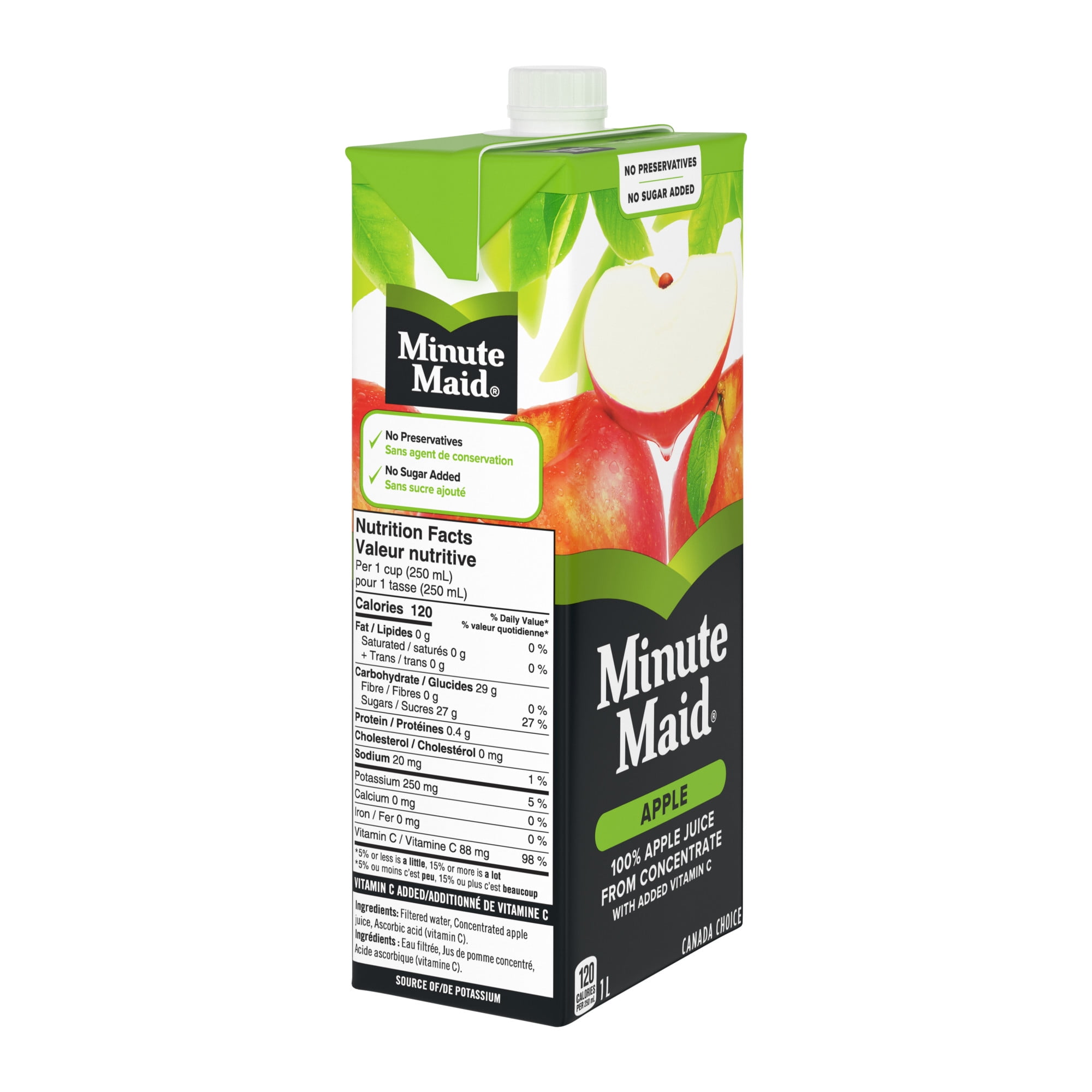 Minute Maid Apple Juice Carton, 1 Liter, L