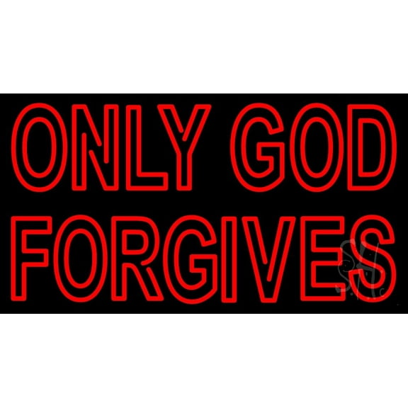 Red Only God Forgives LED Neon Sign 20" Tall x 37" Wide - inches Black Square Cut Acrylic Backing, with Dimmer - Premium built indoor Sign for Home décor, Event, Religious place, Store interior.