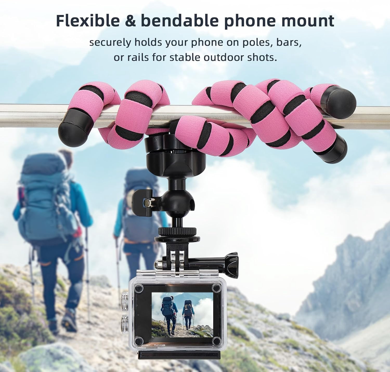 RGHJAR-Portable & Flexible Phone Tripod with Wireless Remote & Adjustable Clip – Compact Cell Phone Tripod Stand for Video Recording, Vlogging, and Live Streaming（Pink）