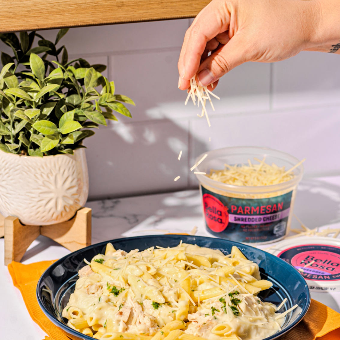 Bella Rosa Shredded Parmesan Cheese, Refrigerated 5 oz  Recyclable Plastic Cup