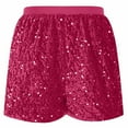thumbnail image 2 of Jewelreauty Sequin Shorts for Women Elastic High Waisted Sparkly Mini Short Clubwear Party Night Out Outfits (M, Hot Pink), 2 of 8