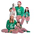 thumbnail image 5 of Baqcunre Family Christmas Pajamas Matching Sets,Men's Loose Long Sleeved Pants With Round Neck And Hem Christmas Print Stripe Pajama Dad Style Lounge Set,Pajamas For Men Christmas Pajamas Green 3XL, 5 of 5