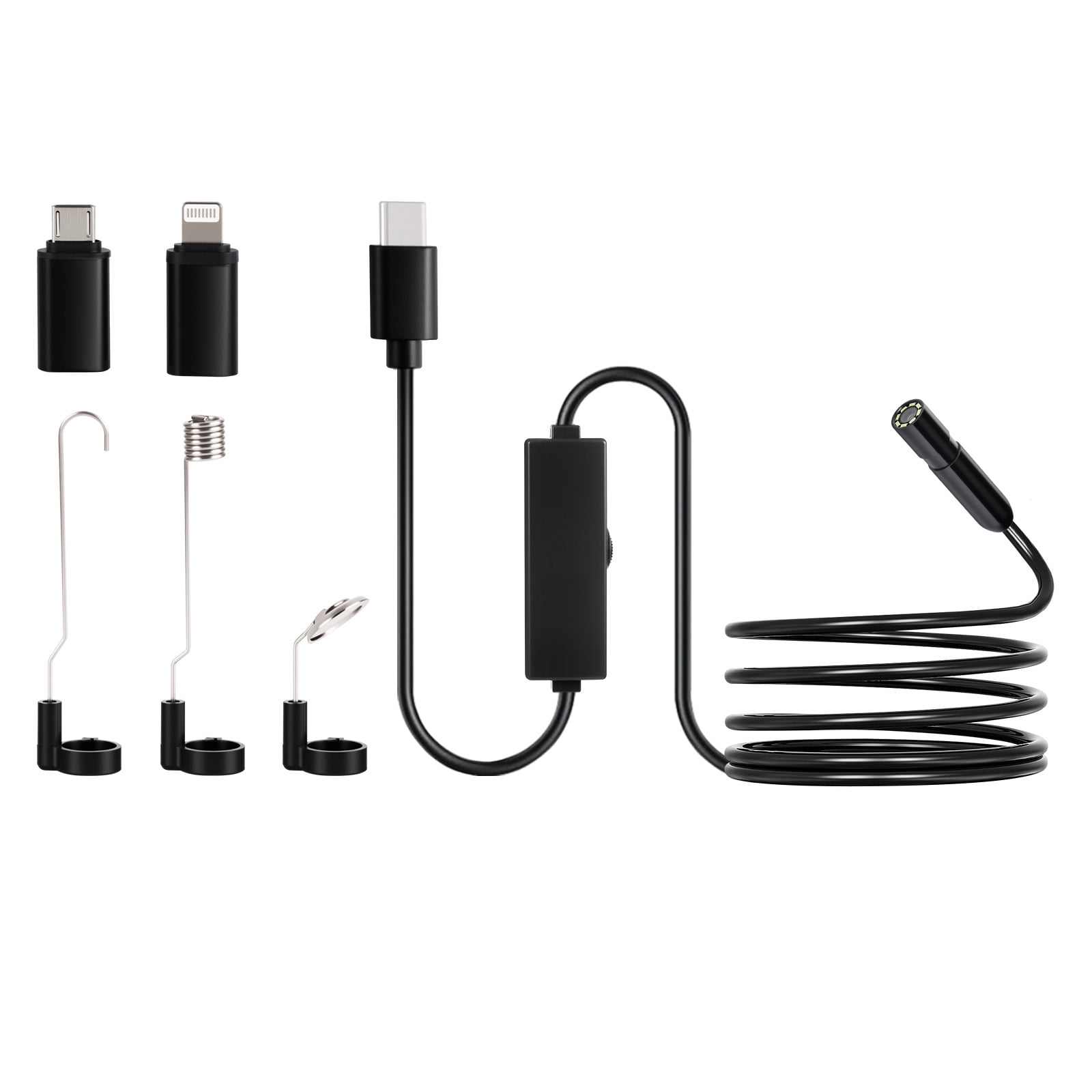 VEVOR Endoscope Camera with Light, 1920P HD Borescope for Android & IOS, 8 LED Lights Inspection Camera with 10FT Semi-Rigid Cable, 2X Zoom, IP67 Waterproof Snake Scope Camera for Auto, Plumbing