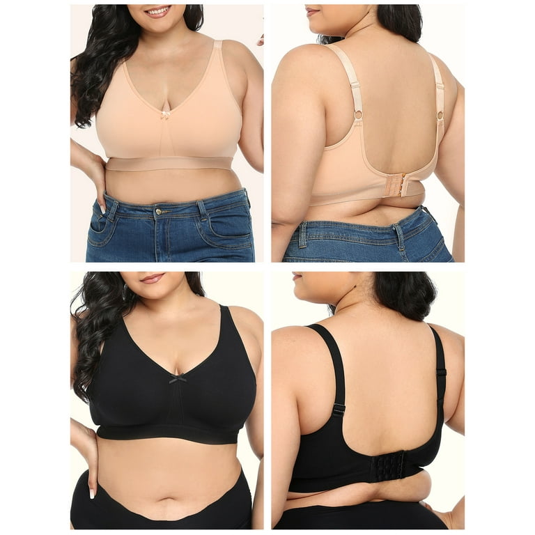 OWSOO Women Plus Size Bra Full Coverage Wirefree Comfort Bralettes