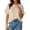 Khaki, variant on Women's Round Neck Short Sleeve Knitted Sweater Ruffled Hem Pullover with Openwork Pattern for Summer