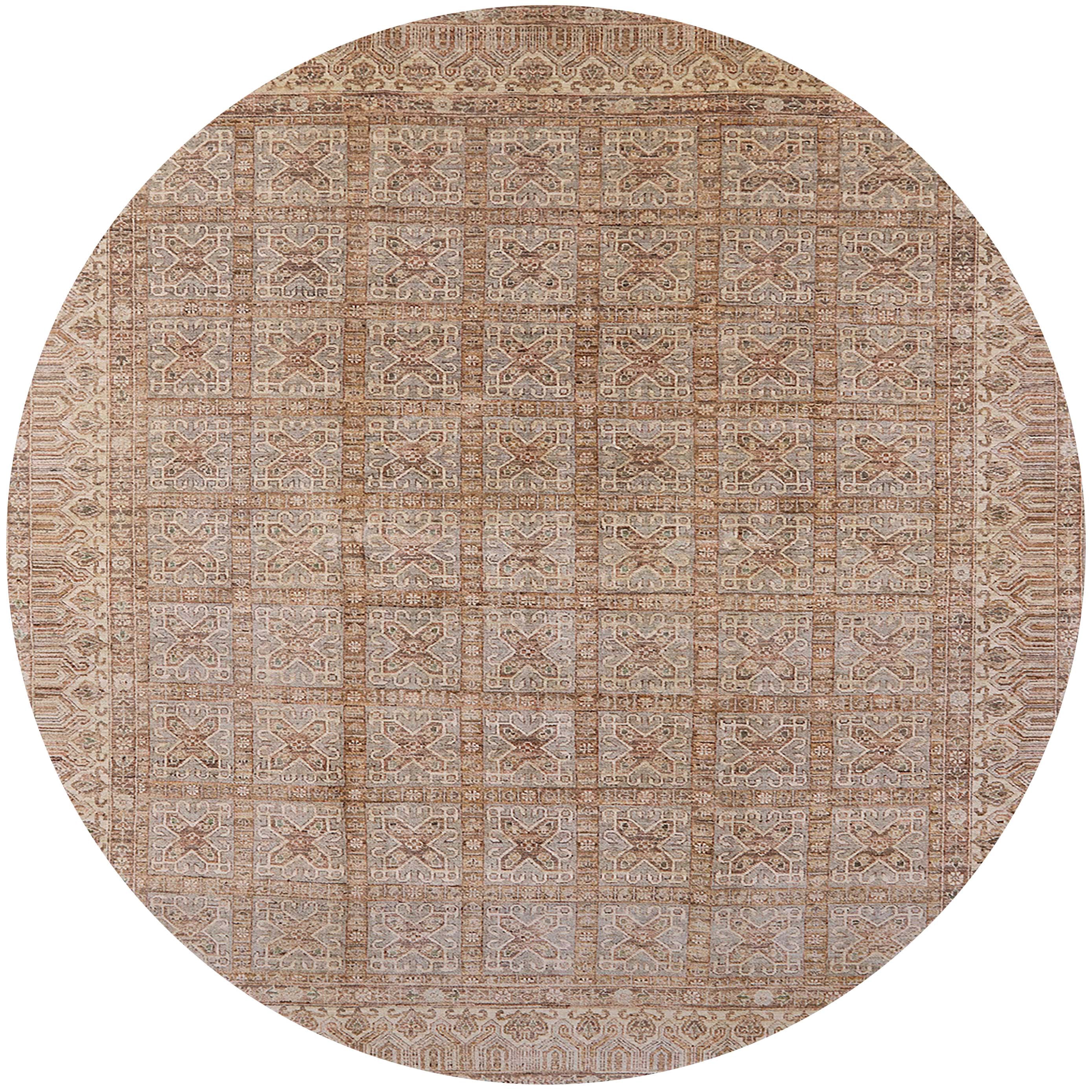 Ahgly Company Indoor Round Mid-Century Modern Gold Brown Oriental Area ...