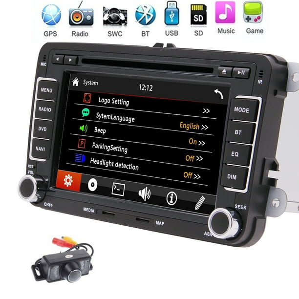 Rearview Camera included Double Din Car Stereo Autoradio Player Capacitive Touchscreen GPS Navigation System for VW Volkswagen Golf Passat Tiguan Polo Jetta Car DVD Radio Receiver Bluetooth - Walmart.com