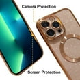 thumbnail image 3 of iPhone 13 Pro Max 6.7" Magnetic Glitter Case, [Compatible with Magsafe] Cute Luxury Plating Bling Clear Phone Case, Full Camera Lens Protector Anti-Scratch Shockproof Protective Case-Gold, 3 of 12
