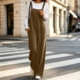 thumbnail image 2 of Womens Corduroy Wide Leg Overalls, Loose Soft Jumpsuit with Pockets, Vintage Fashion Pants for Daily Business Casual Travel Wear | VerBelle,Brown 2XL, 2 of 9