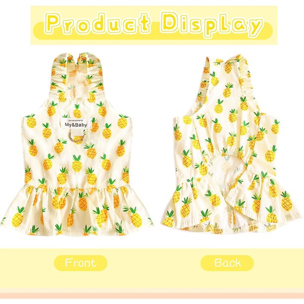 Dinheiro Conjunto de arnés y correa para perro pequeño, lindo vestido de princesa para cumpleaños, vestidos para perros con estampado de frutas suaves, vestidos para cachorros, ropa para perros