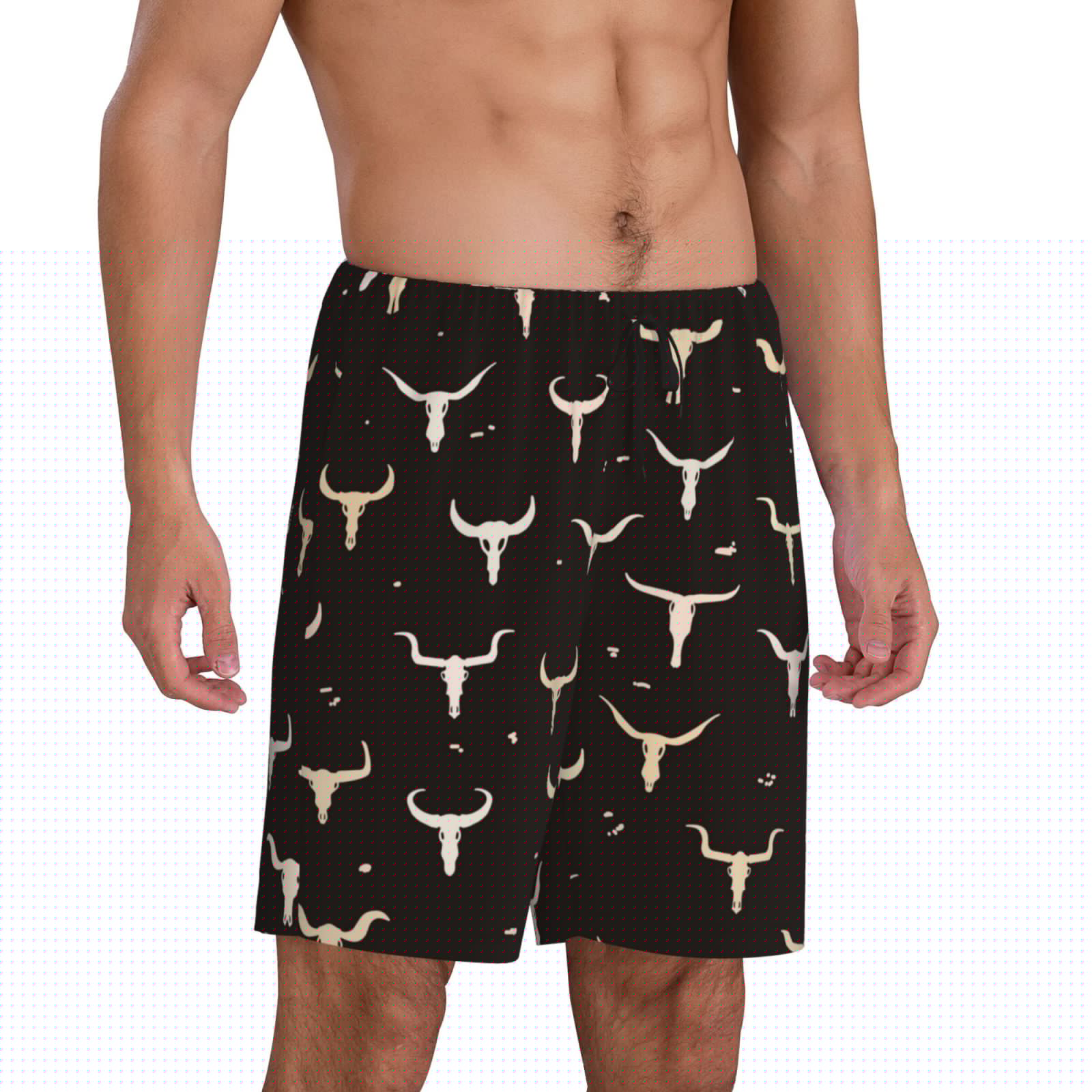 thumbnail image 2 of Naloa Cow Skulls Men's Short Pajama Pants, Lounge Comfort Shorts with Elasticized Waistband and Side Pockets - 4X-Large, 2 of 9
