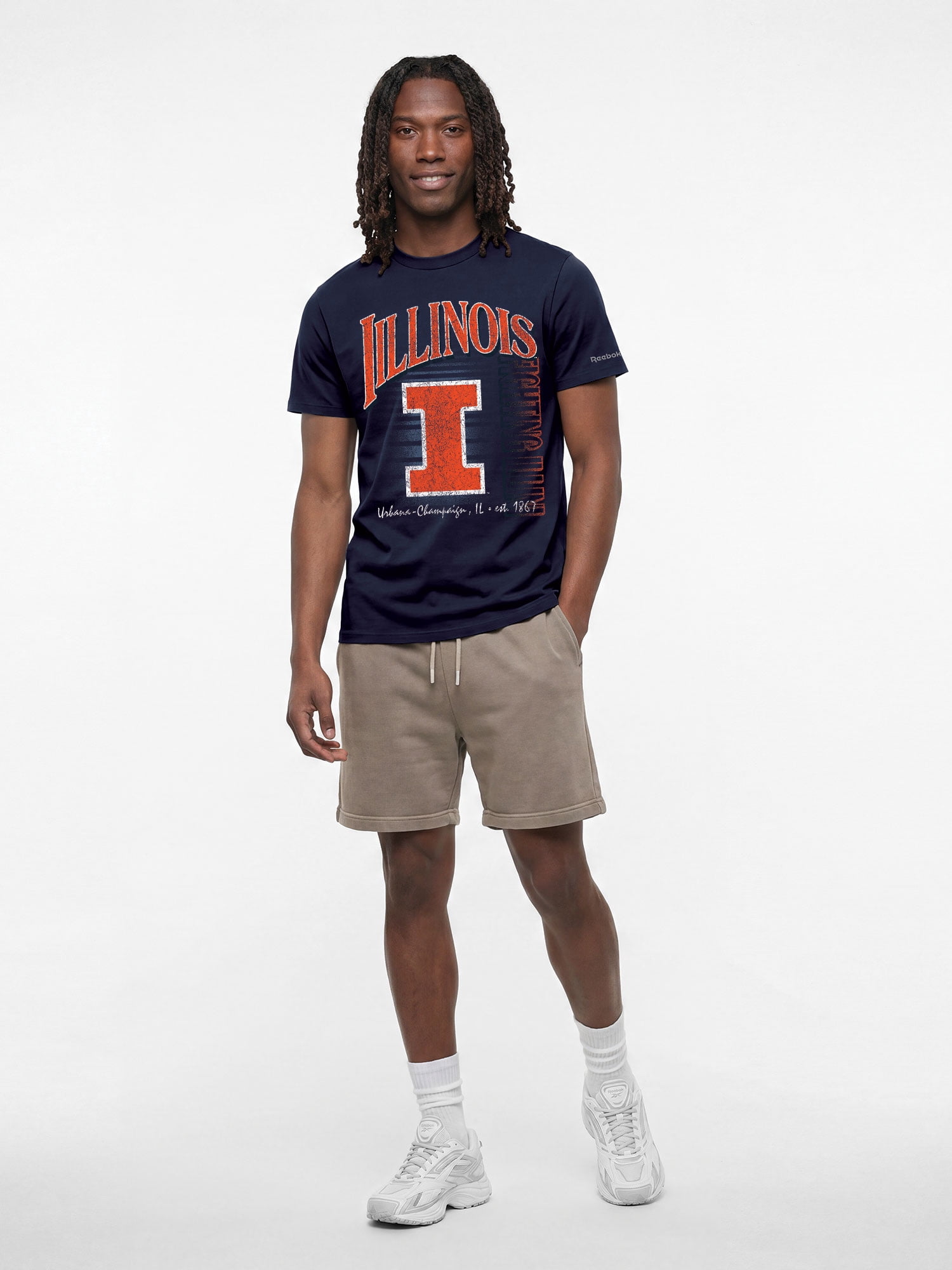 Illinois Fighting Illini Reebok Mens Crew Neck Short Sleeve T-Shirt