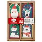 Holiday Time Whimsical Themed Gift Tags with Ribbon, Santa, Deer, Snowman, Bear, 16 Count, Multi-Colored