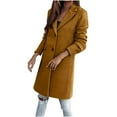 thumbnail image 2 of Long Suit Jackets for Women Dressy Blazers Wool Blend Trench Coat Notched Collar Single Breasted Parkas, 2 of 8