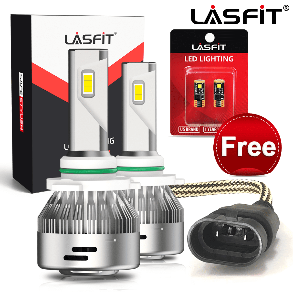 Lasfit 9012 HIR2 LED Headlight Bulbs Amplified Flux High Low Beam, 6W ...