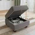 thumbnail image 3 of HONBAY Module de Pouf Carré en Velours pour Sofa Sectionnel Modulaire, Repose-Pieds avec Rangement, Gris Terne, 3 of 4