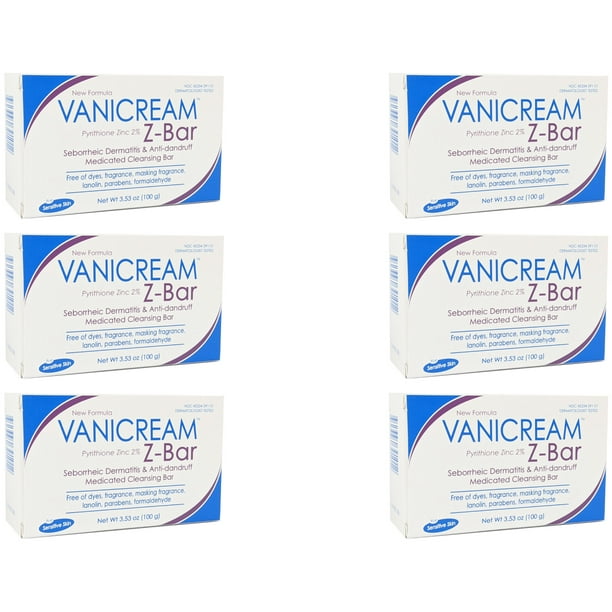 6 Pack Vanicream ZBar medicated cleansing bar for sensitive skin 3.36oz Each