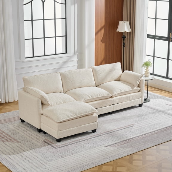 Cloud Couch Sectional, L-Shaped Modular Sofa, Deep Seat Chenille Upholstery