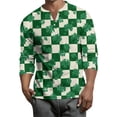 thumbnail image 2 of Men's St. Patrick's Day Shamrock Henley Shirt 3/4 Sleeve Clover Print Top, 2 of 7