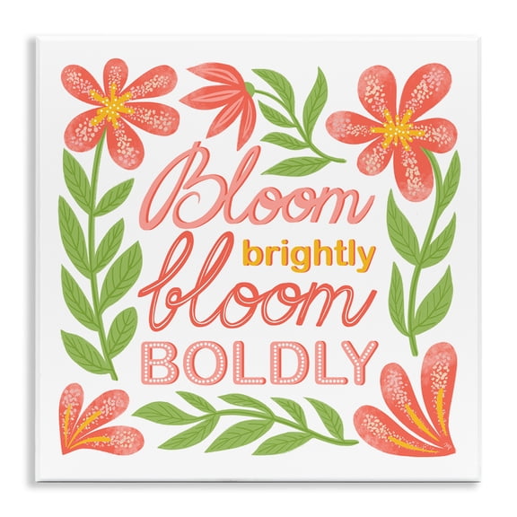 Stupell Industries Bloom Brightly Flower Border Plants & Flowers Painting Unframed Art Print Wall Art, 12 x 12
