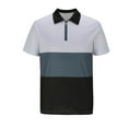 thumbnail image 6 of ZCFZJW Mens Workout T-Shirts Casual Striped Color Block Print Short Sleeve 1/4 Zip up Lapel Collar V Neck T Shirts Trendy Holiday Vacation Tees Polo Shirts White XXL, 6 of 6