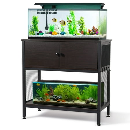 Naipo 40-50 Gallon Fish Tank Stand with Cabinet  Heavy Duty reptile Tank Stand  Turtle Tank Stand  Capacity 700 lbs  Adjustable Table Feet  Black