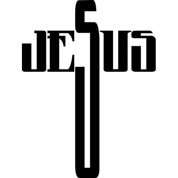Jesus Cross Vinyl Decal Sticker | Cars Trucks Walls Vans Windows Laptops | Black | 5.5 X 4.1 Inches | KCD1827B