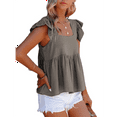 thumbnail image 3 of Women'S Casual Square Neck Ruffle Cap Sleeve Peplum Babydoll Blouse Tank Top Grey M, 3 of 9