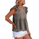 thumbnail image 3 of Blusa Informal de Mujer con Cuello Cuadrado, Volantes, Mangas y Peplum, Estilo Babydoll, Sin Mangas, Gris, Talla XXL, 3 of 9