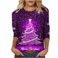 thumbnail image 2 of Holiday Gifts! Titcea Christmas Shirts for Women 3/4 Sleeve Crewneck Glitter Xmas Tree Print Pullover Christmas Sweaters 2024 Fashion Casual Tops, 2 of 4