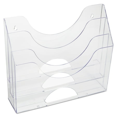 Rubbermaid Three-Pocket File Folder Organizer, Plastic, 13 x 3 1/2 x 11 1/2, Clear -RUB96050ROS