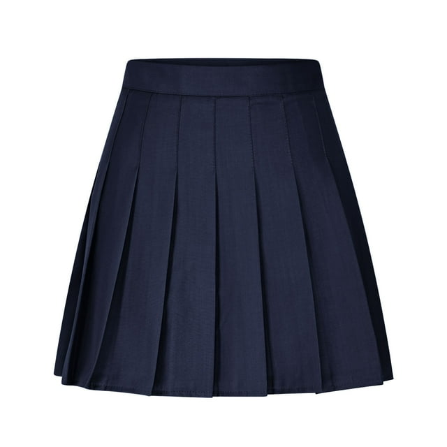 Ohufall Womens Cotton and Linen Pleated Skirts Solid Color Tummy Control Mini Skirts Plus Size Stretch Comfortable Skirts