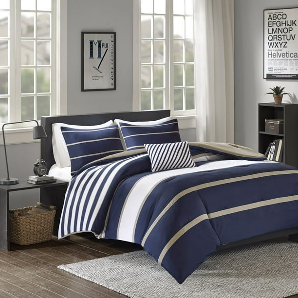 Comfort Spaces Verone Comforter Set, Blue And Grey Twin Xl Bedding