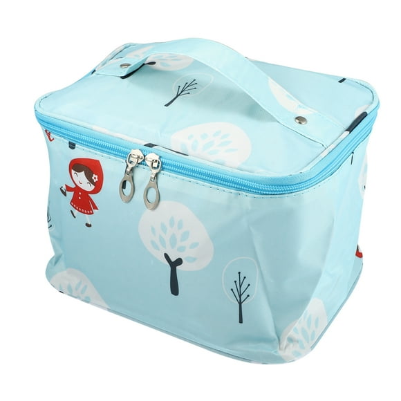 Unique Bargains Travel Makeup Bag Portable Cosmetic Case Large Make Up Organizer for Women Tree Pattern Blue