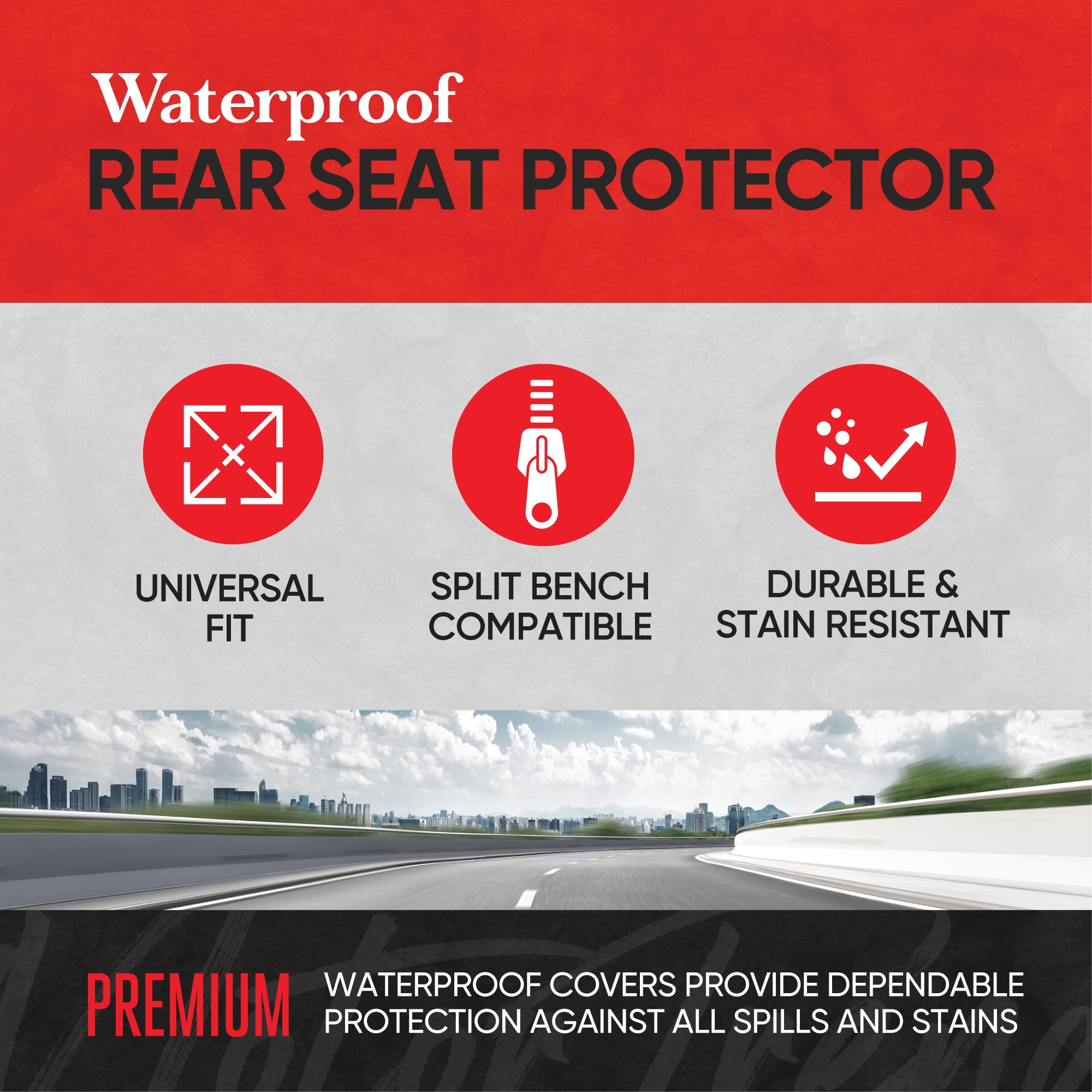 Motor Trend AquaShield Waterproof Car Back Seat Cover, Beige Padded Neoprene Rear Bench Seat Cover for Cars, Ideal Back Seat Protector for Kids & Dogs, Interior Cover for Auto Truck Van SUV