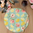 thumbnail image 3 of Summer Fruit Round 15 Inch Placemats Set of 8, Spring Botanical Lemon Peach Green HeatResistant Non Slip Place Mats for Dining Table, Wipeable Braided Kitchen Table Mats for Housewarming, 3 of 9