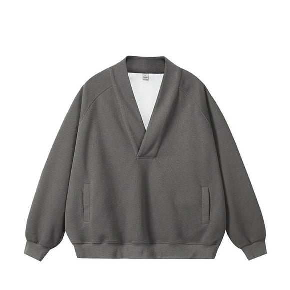 Bwiyojiz Fashion Men's Clothing Long Sleeve Shirts Man Solid Color Pockets Loose V-neck Hoodie for Hauls, Gifts Him, Sizes M-XXXL