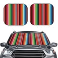 thumbnail image 2 of Qekee Mexican Serape Blanket Stripes Foldable Car Sun Shade - 2-Pack, Car Windshield Sunshades, Foldable - Large, 2 of 7