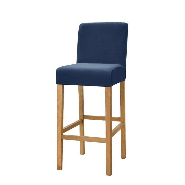 Granjero Gordo Fundas de terciopelo para sillas de pub, fundas para taburetes de mostrador, fundas elásticas para sillas de bar, paquete de 2 (azul oscuro)